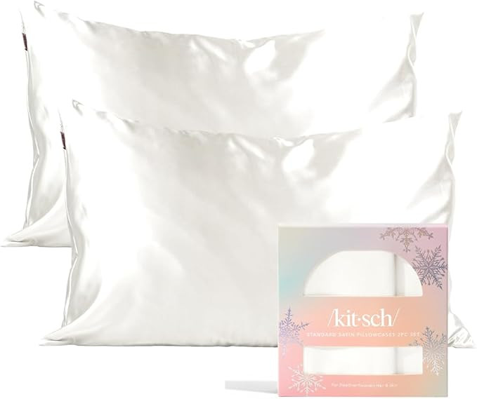 Kitsch Holiday Satin Pillowcase with Zipper for Hair and Skin, Softer Than Silk Pillow Cases, 2 P... | Amazon (US)