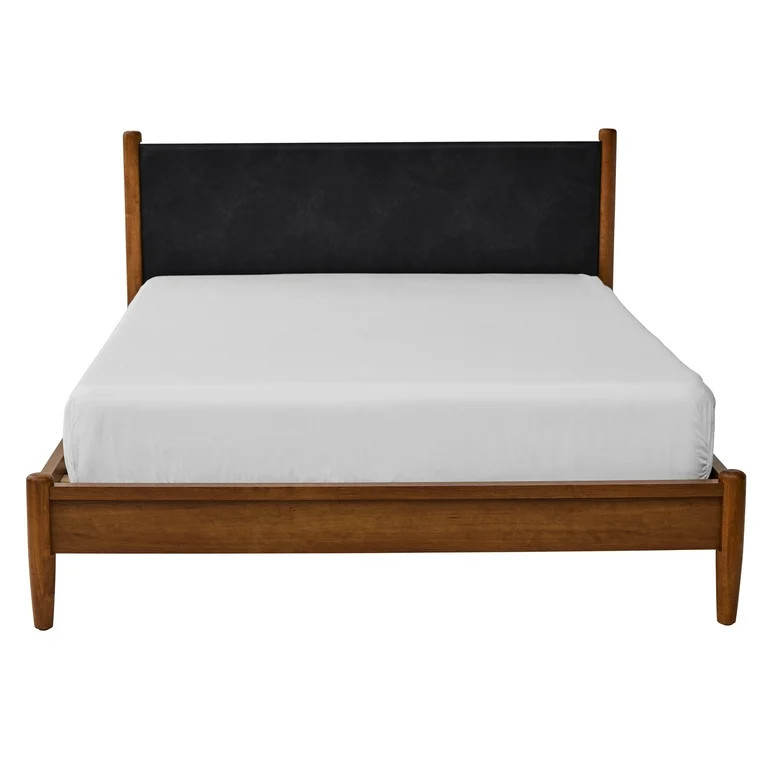 Better Homes & Gardens Greyson King Platform Bed, Black Faux Leather and Acorn Finish | Walmart (US)