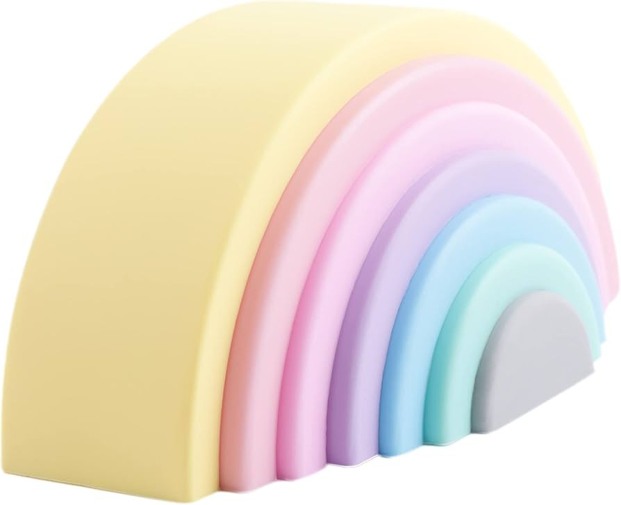 Amazon.com: BLUE GINKGO Silicone Rainbow Stacker - Montessori Rainbow Nesting Puzzle | Kids and T... | Amazon (US)