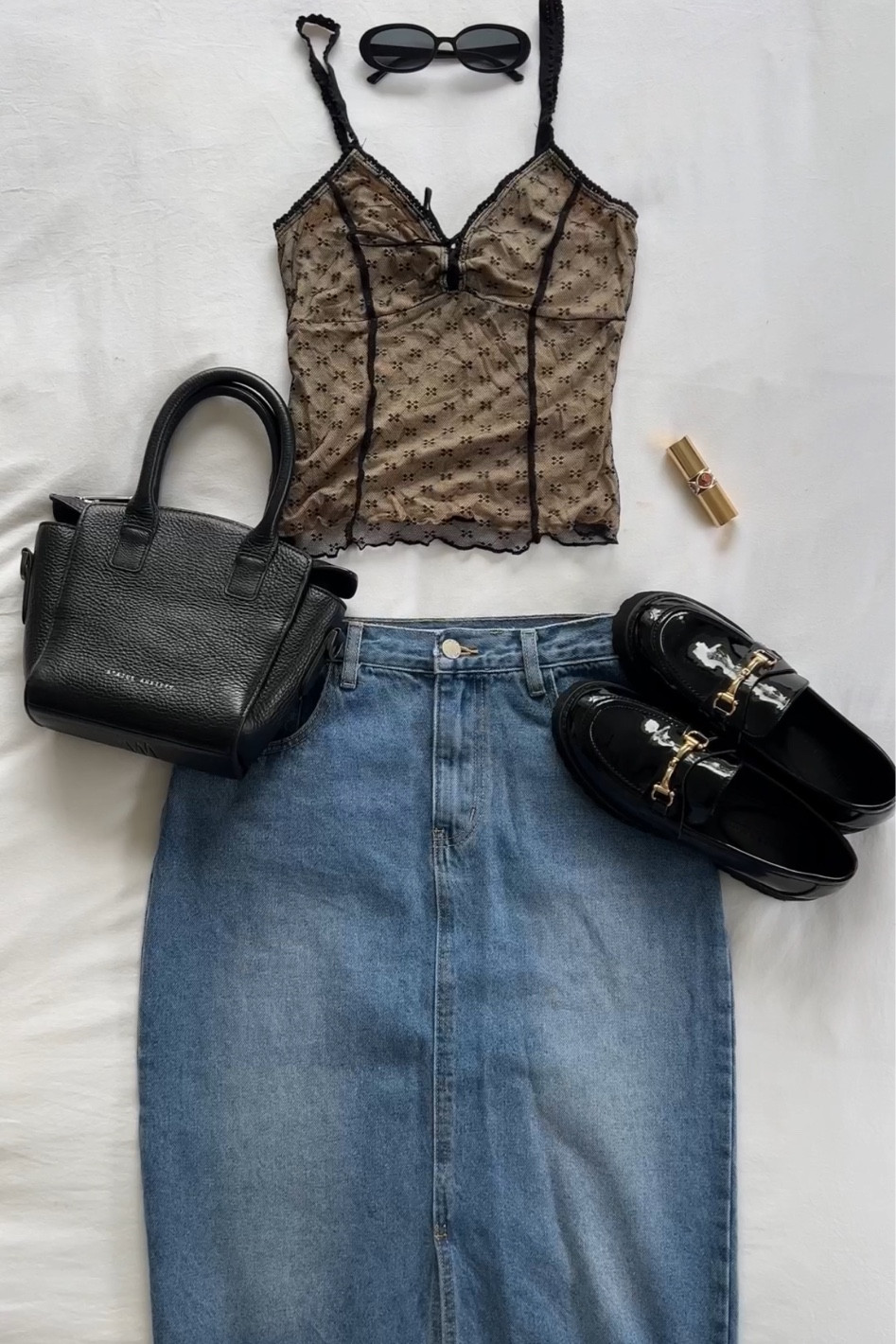 stylish capsule wardrobe outfit with denim midi skirt 

#LTKfit #LTKaustralia