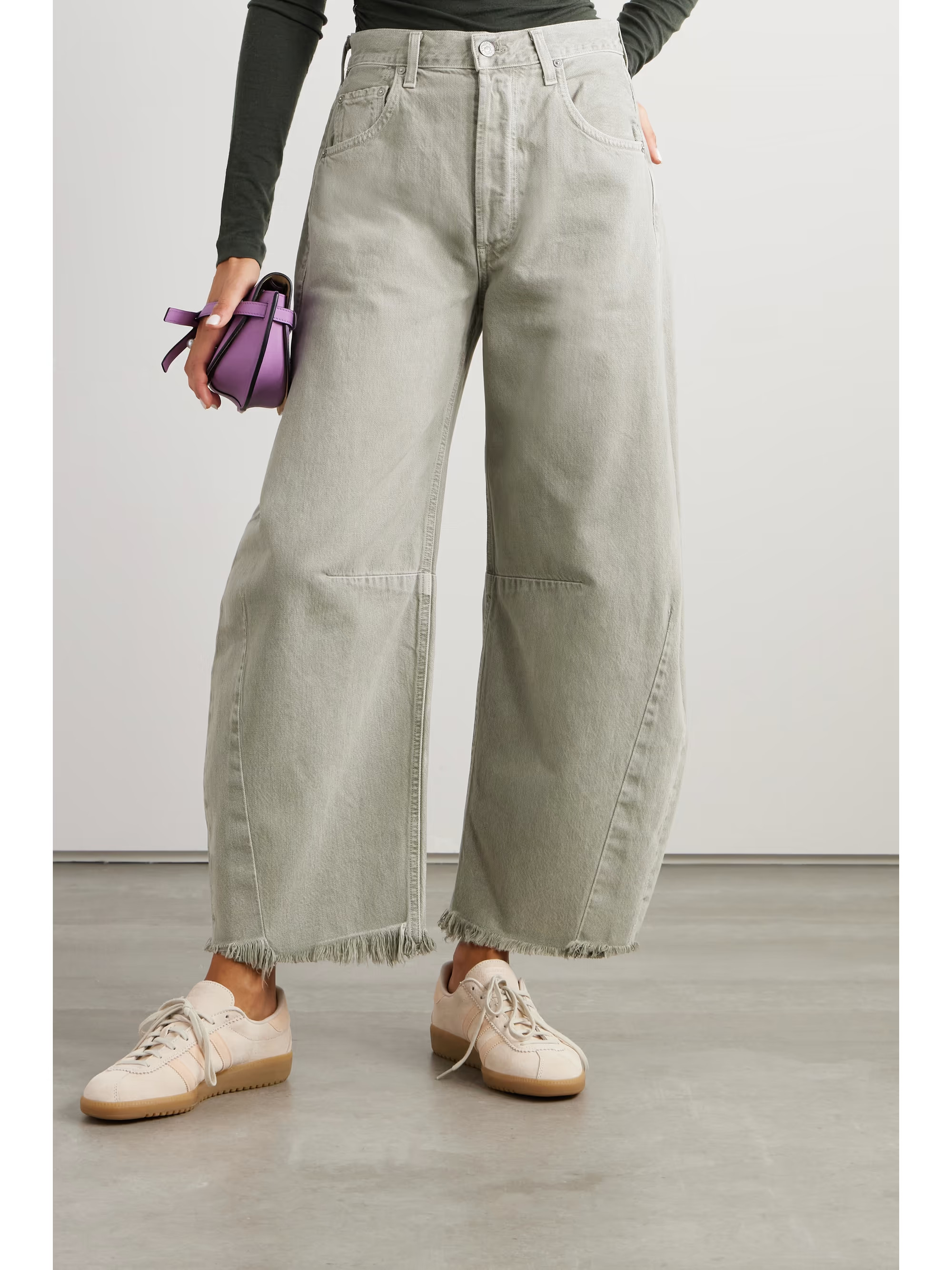 Horseshoe frayed high-rise wide-leg jeans | NET-A-PORTER (UK & EU)