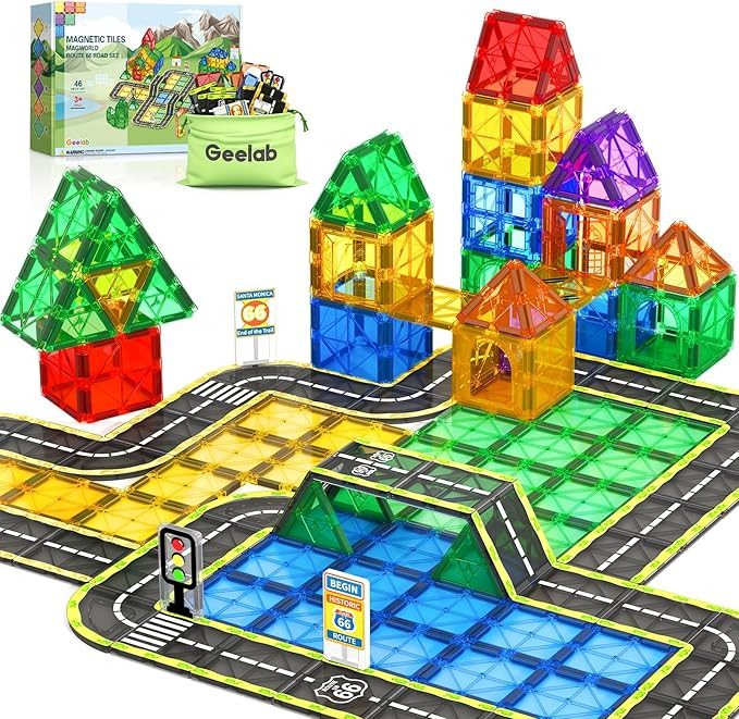 Magnetic Tiles Route 66 Road Set,Magnet Building Blocks for Kids Toys, Creative Construction Toys... | Amazon (US)