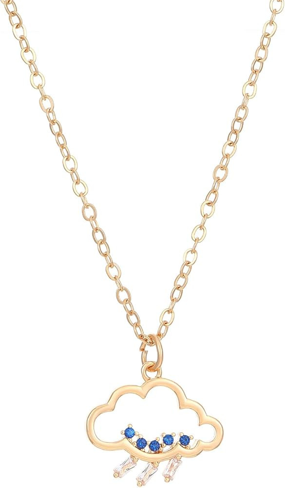 MYANAIL Gold Cloud Pendant Necklace for Women Zircon Raindrop Hollow Cloud Necklace Creative Mini... | Amazon (US)