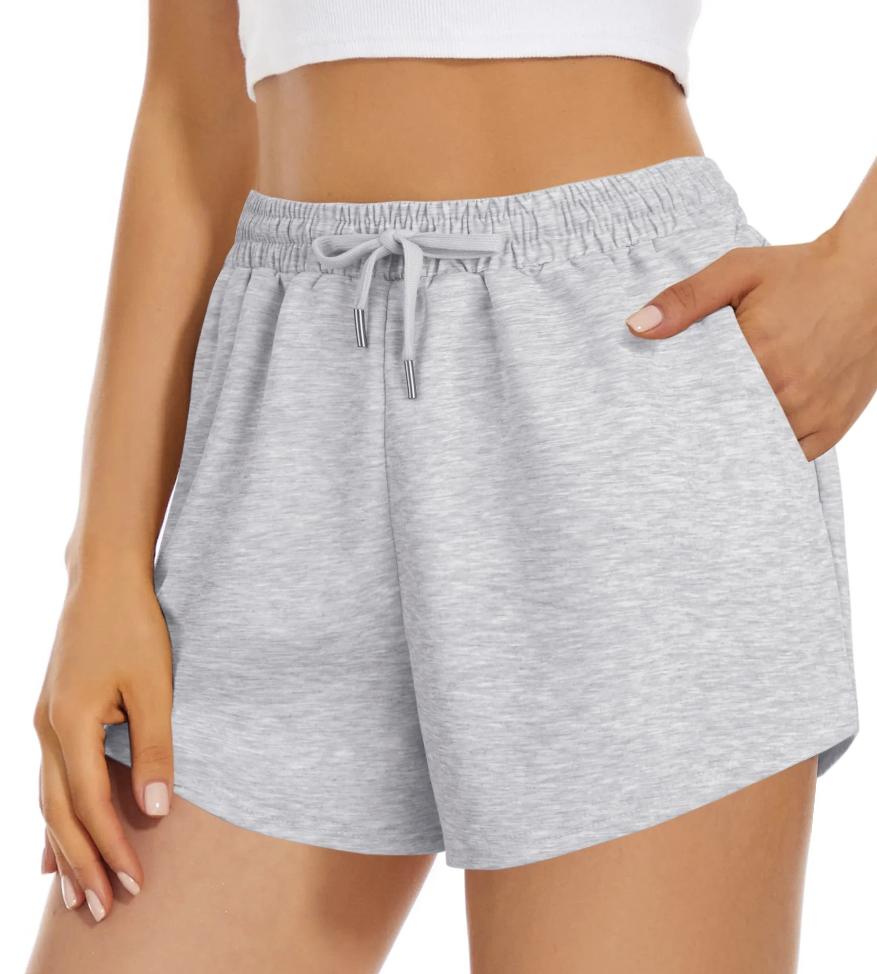 Fantaslook Womens Shorts High Waisted Athletic Shorts Casual Sweat Shorts Elastic Drawsting Runni... | Walmart (US)