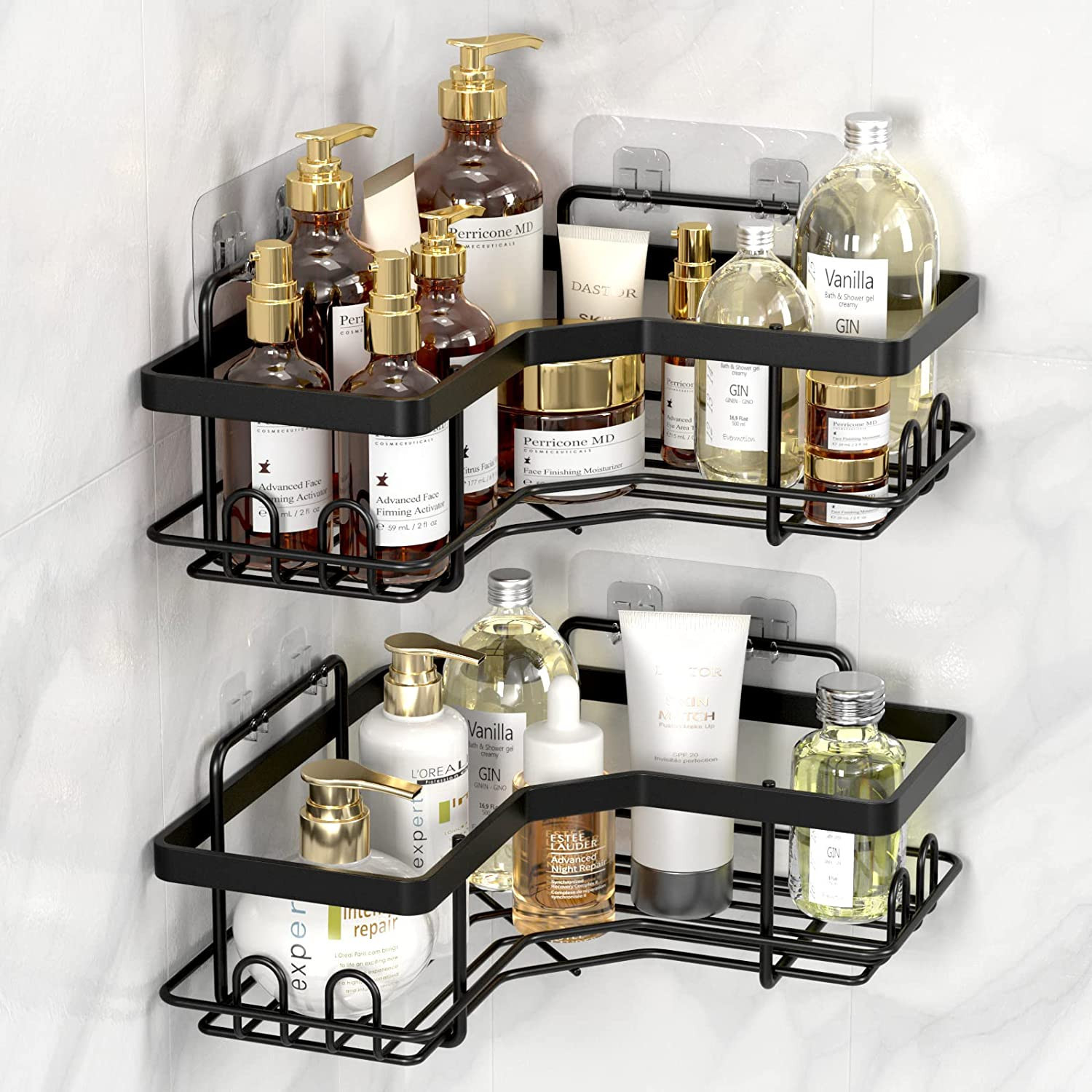 Amazon.com: Bonn 1949 2 Pack Corner Shower Caddy ,Strong adhesive Shower Organizer Shelf with 8 h... | Amazon (US)