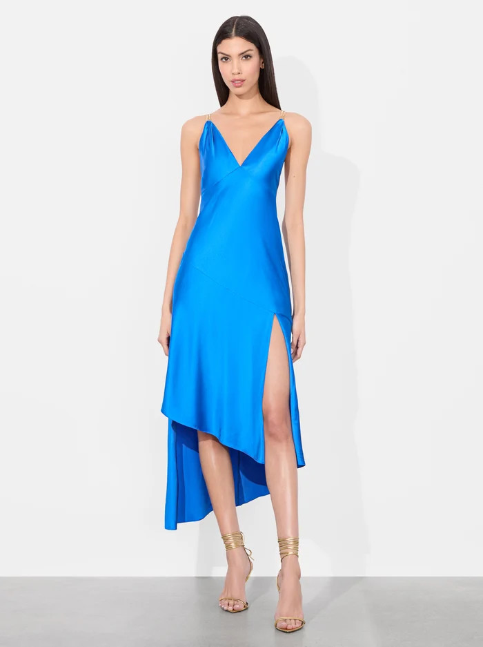 SAVANA CHAIN STRAP MIDI DRESS | Alice + Olivia