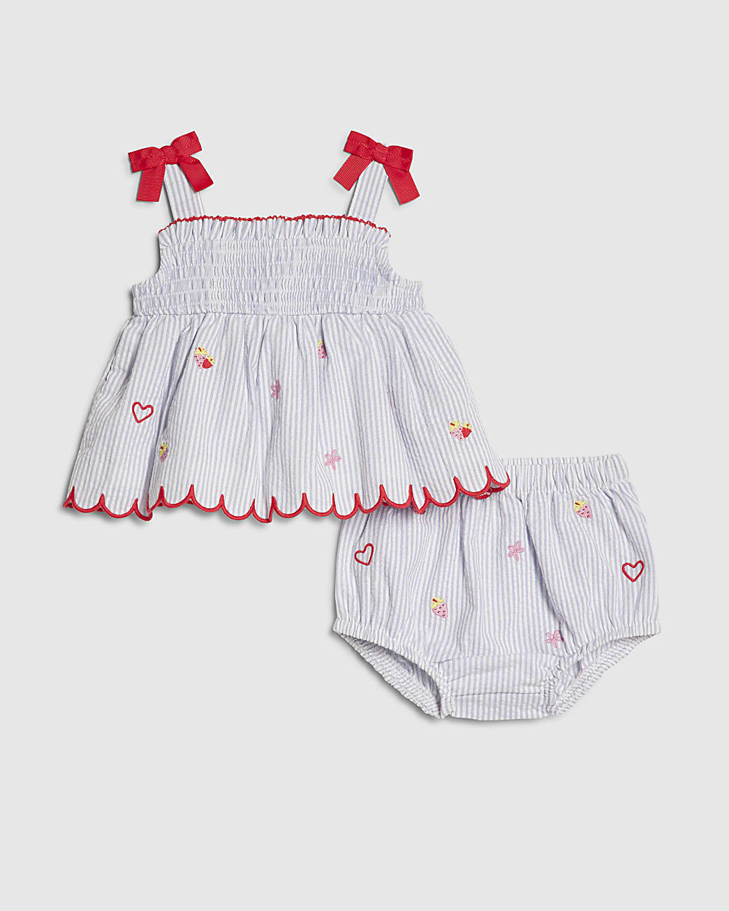 Baby Girls Blue Stripe Fruit Top Set | River Island UK & IE