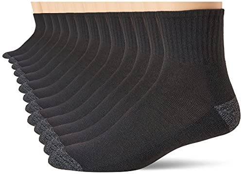 Gildan Men's Polyester Half Cushion Ankle Socks, 12-Pack, Black, Shoe Size: 6-12 | Amazon (US)
