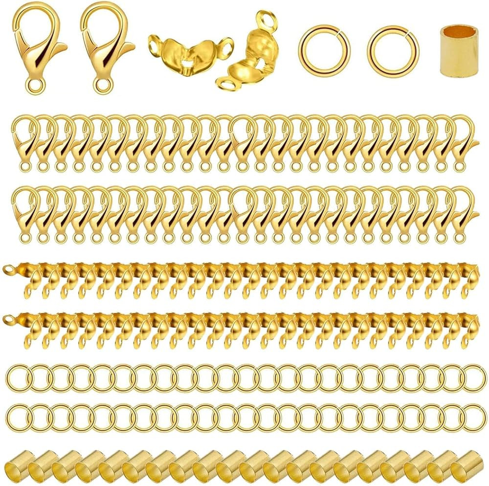 700pcs Jewelry Making Accessories Set with 100 Lobster Claw Clasp 200 Bead Tips Knot Covers 200 C... | Amazon (US)