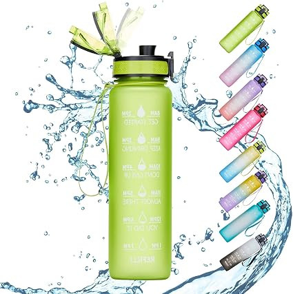 32oz Motivational Fitness Sports Water Bottle with Time Marker & Removable Strainer,Fast Flow,Fli... | Amazon (US)