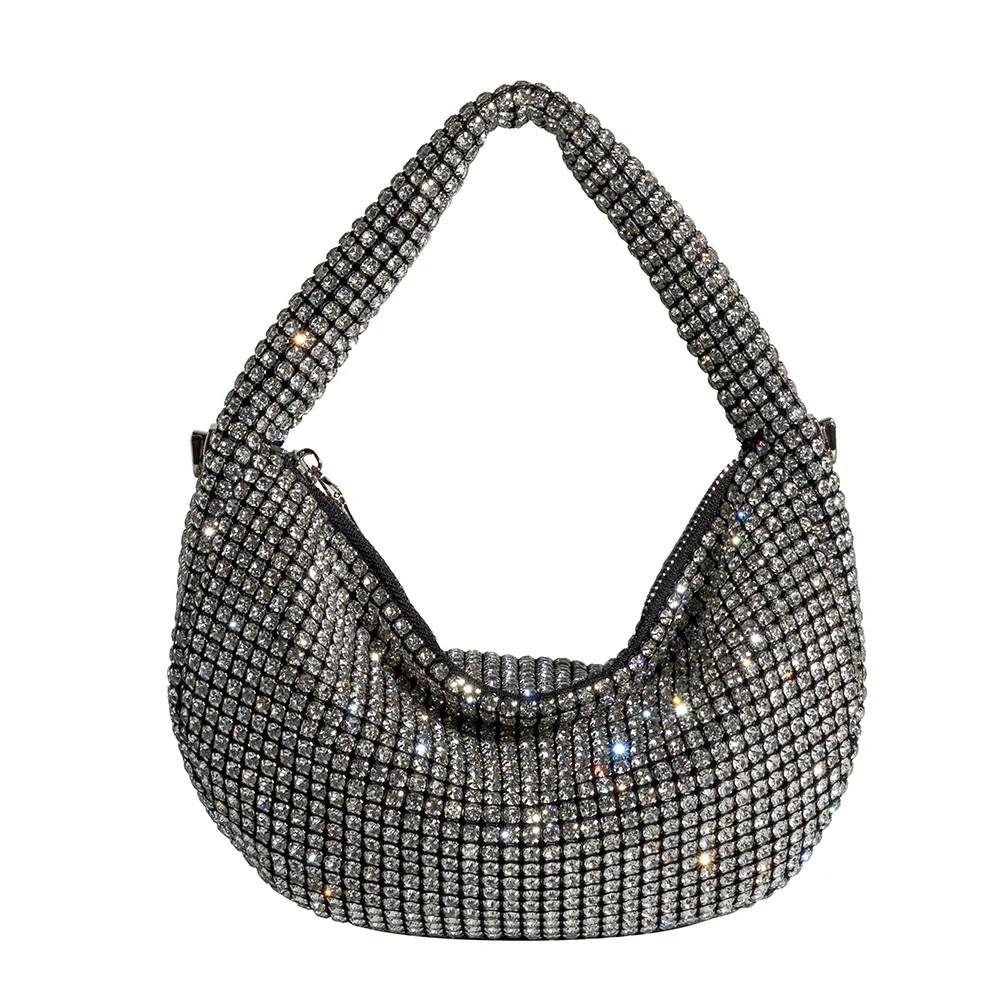 Silver Milly Small Crystal Crossbody Bag | Melie Bianco | Melie Bianco