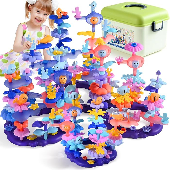 Doloowee 156Pcs Flower Garden Building Toys for Girls 3 4 5 6 7 8Year Old, Upgrade DIY Marine Cor... | Amazon (US)