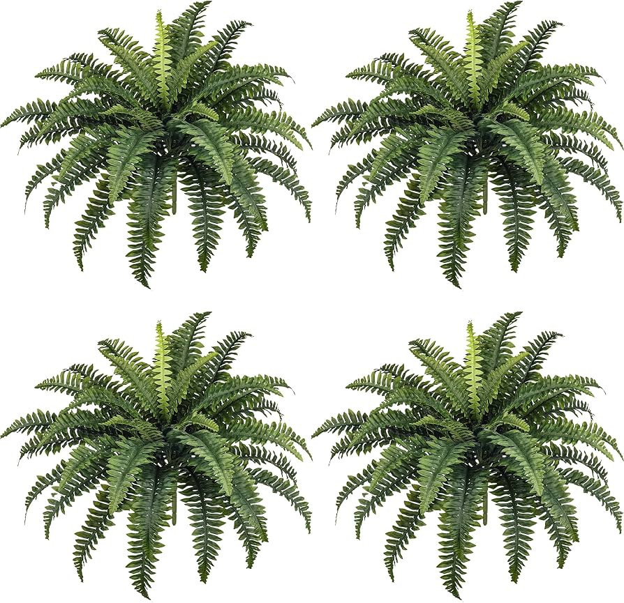 FOREST PRINCE 35" Fake Ferns, 4 Large Artificial Bonston Ferns Bushes Plants with 39 Fronds for O... | Amazon (US)