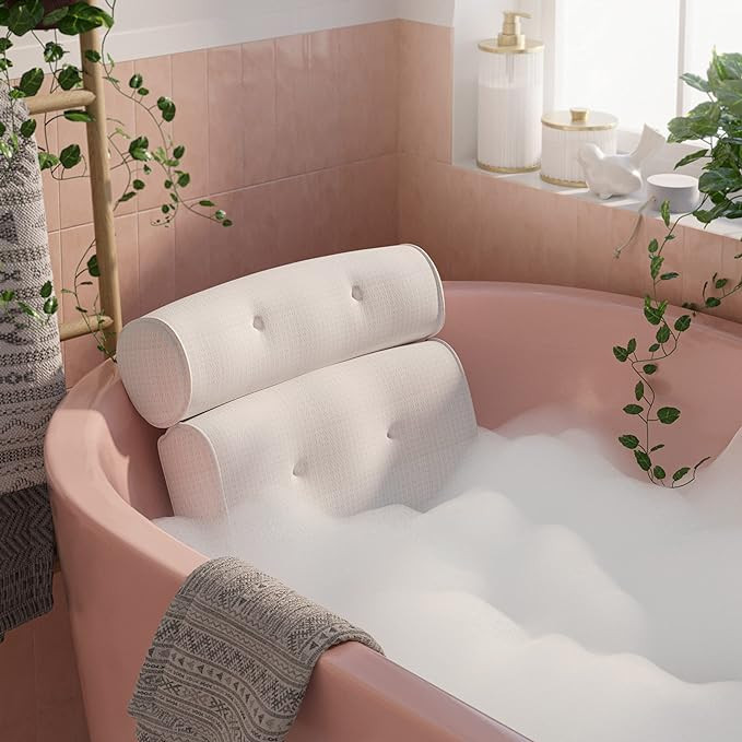 Ultra-Soft Bathtub Pillow with 6 Non-Slip Suction Cups, Bath Pillows for Tub, Extra Thick, Conven... | Amazon (US)