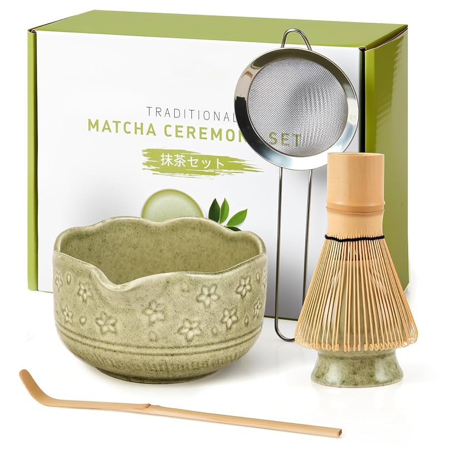 5Pcs Matcha Whisk Set, 18OZ Bowl With Spout, Japanese Ceremony Matcha Whisks Kit, 100% Natural Ba... | Amazon (US)