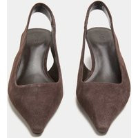 M&S Suede Kitten Heel Pointed Slingback Shoes Brown | Marks & Spencer (UK)