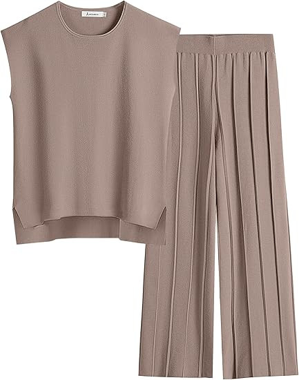 ANRABESS Women 2 Piece Lounge Sets Summer Casual Knit Sweater Vest Pant Set Beach Vacation Airpor... | Amazon (US)