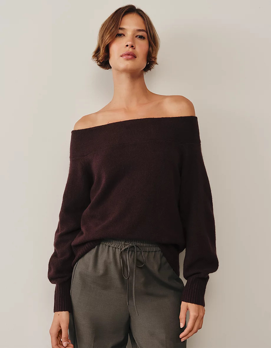 Off the Shoulder Jumper with Organic Cotton | The White Company UK & ROW