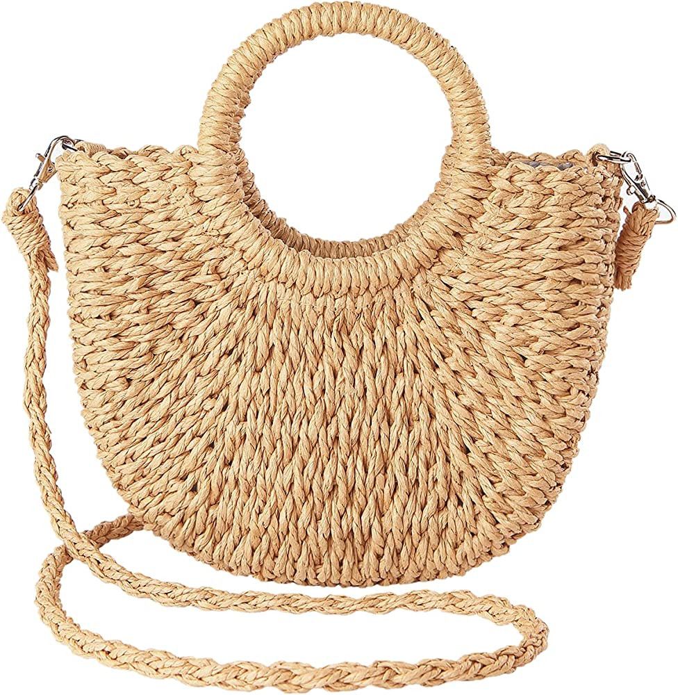 JOLLQUE Straw Beach Bag for Women, Summer Handwoven Tote Bags Purse with Tassel,Top Handle Straw ... | Amazon (CA)
