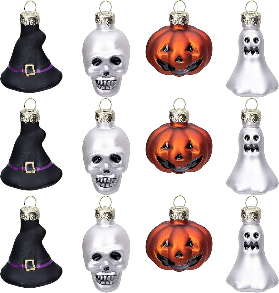 Watayo 12 PCS Halloween Glass Ornaments-Halloween Decorations Glass Blown Ornaments with Pumpkin ... | Amazon (US)