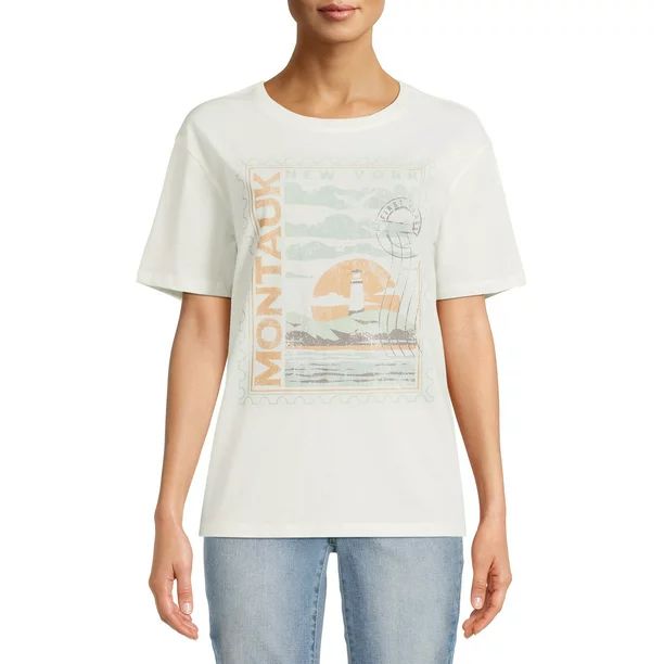 Time and Tru Women's Montauk NY Graphic Short Sleeve Tee - Walmart.com | Walmart (US)