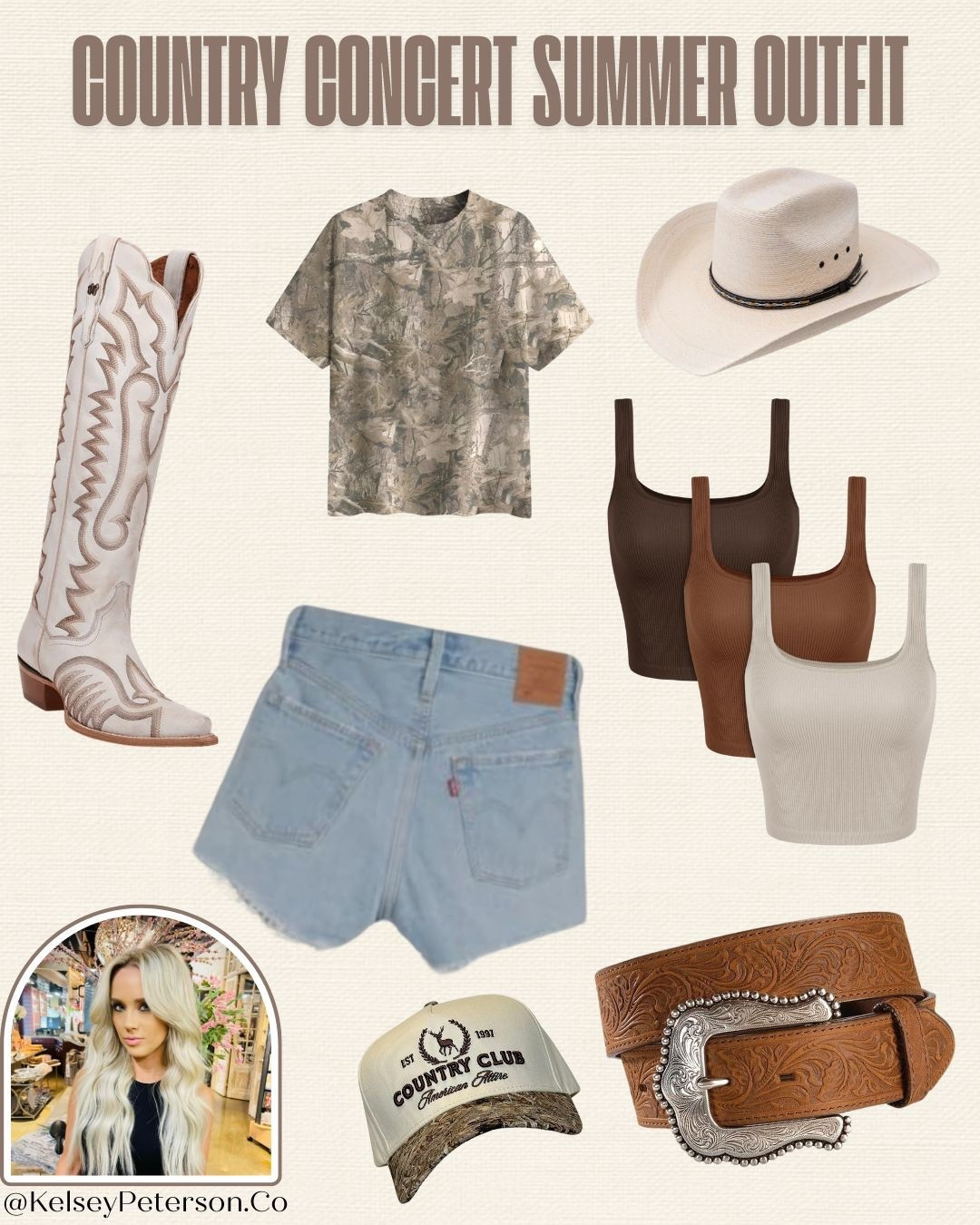  This look’s got all the southern staples—camo, cutoffs, boots, and the perfect hat 🤠🔥 #CountryConcertOutfit #AmazonFinds #WesternStyle #SummerOOTD #ConcertStyle  
#CamoVibes #CountryFashion #FestivalLook 

#LTKParties #LTKSeasonal #LTKStyleTip