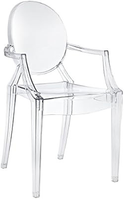 Modway Casper Modern Acrylic Stacking Kitchen and Dining Room Arm Chair in Clear - Fully Assemble... | Amazon (US)