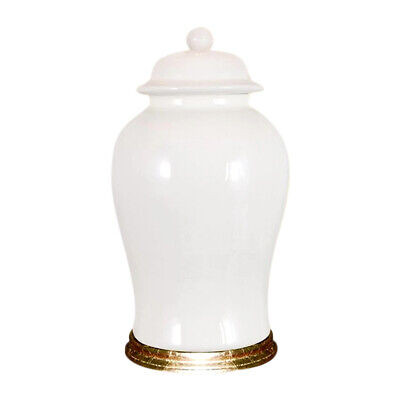 Beautiful Chinese Porcelain White Temple Jar with Gold Leaf Wooden Stand 19" | eBay US