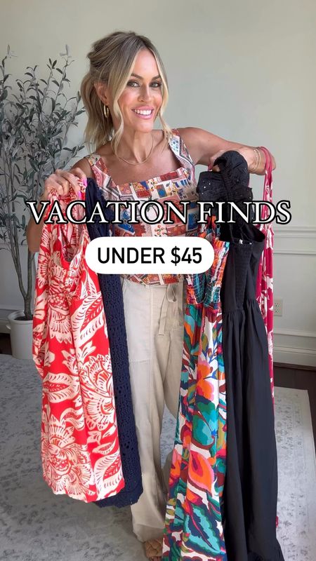 Vacation outfits under $45! Wearing xs in everything
There are so many cute affordable finds for vacation!! Love the prints and details on these options

#LTKFindsUnder50 #LTKSaleAlert #LTKOver40