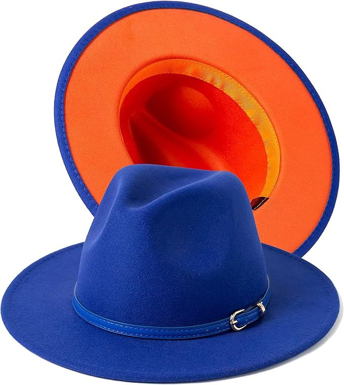 Lisianthus Womens & Mens Fedora Hats Two Tone Felt Dress Panama Hat | Amazon (US)