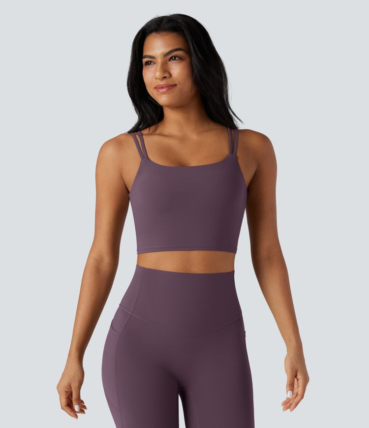 Women’s Halara UltraSculpt™ Double Straps Twisted Backless Cropped Yoga Tank Top - Halara | HALARA