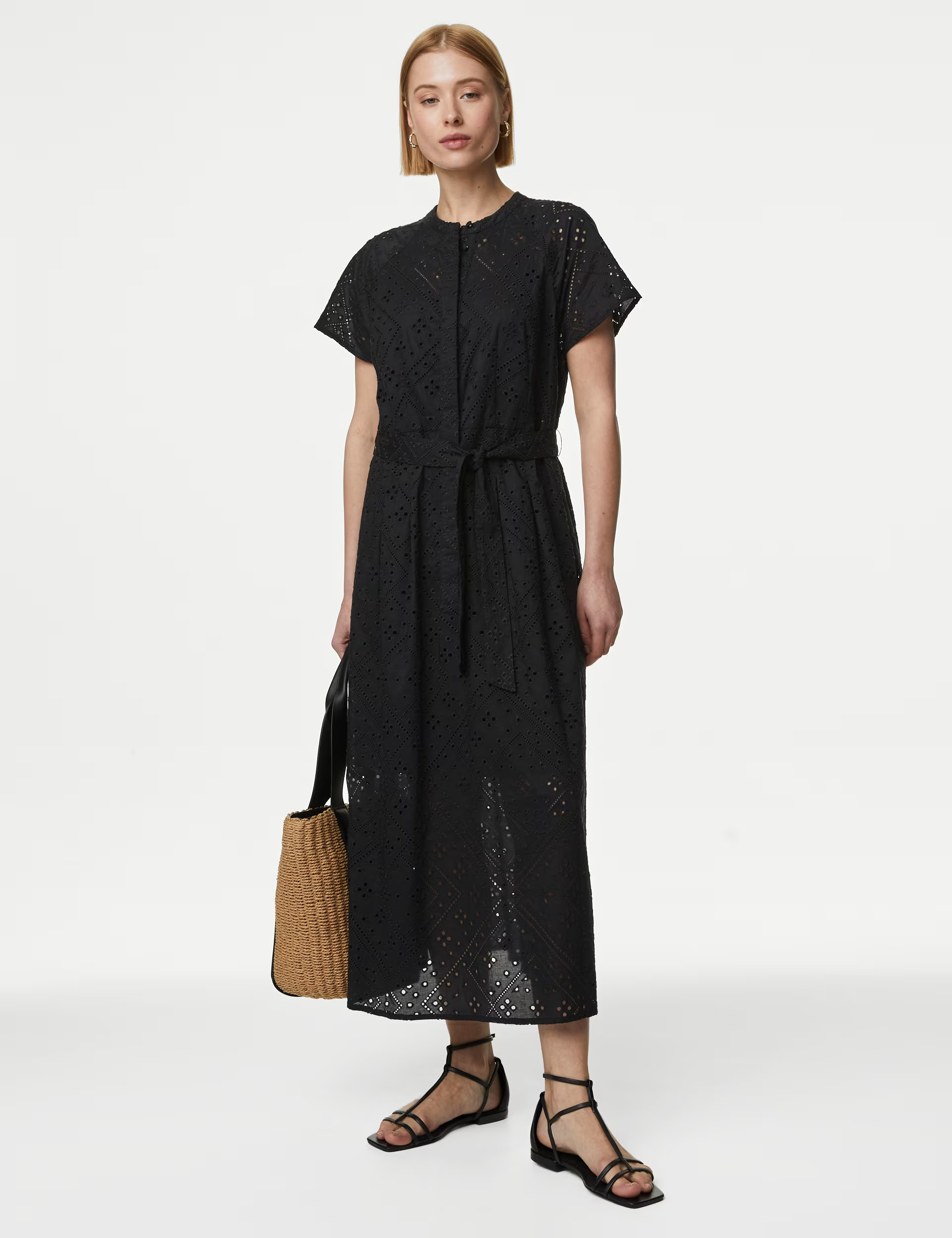 Pure Cotton Broderie Midaxi Shirt Dress | Marks & Spencer (UK)