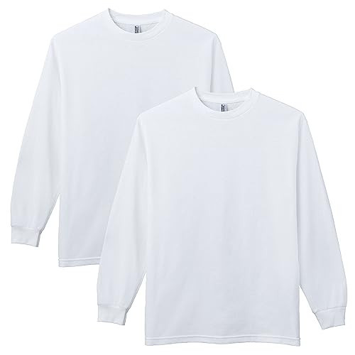 American Apparel Unisex Long Sleeve Tee, Style G1304, 2-Pack, White (2-Pack), Large | Amazon (US)