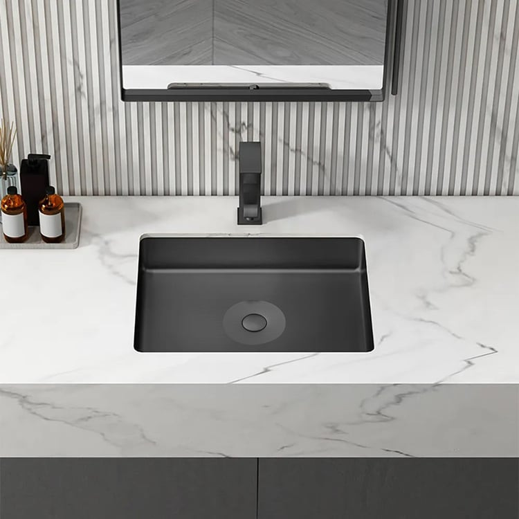 Best Seller
                 
            Black Modern Stainless Steel Rectangular Sink Undermoun... | Homary