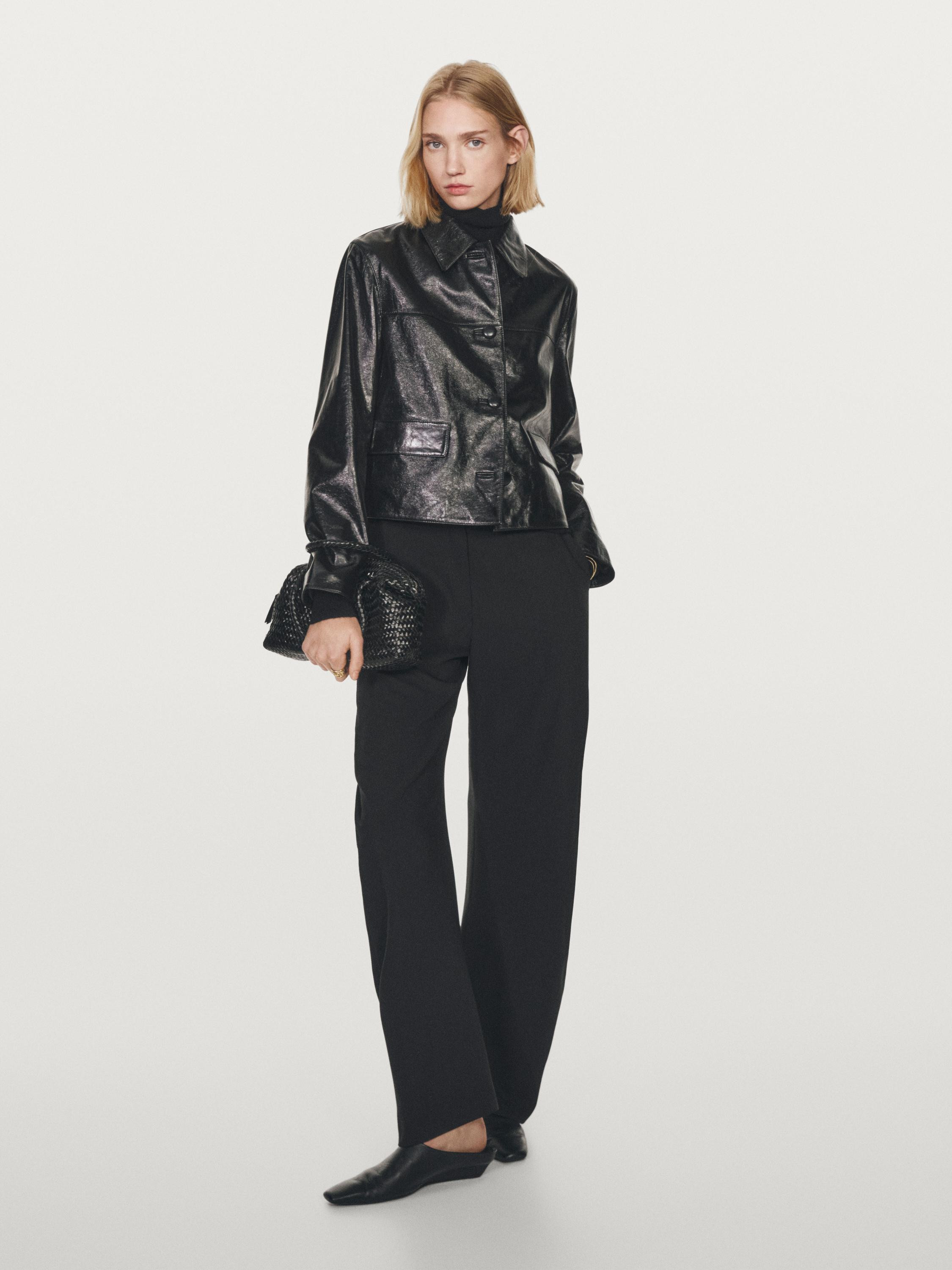 Cropped nappa leather jacket | Massimo Dutti UK