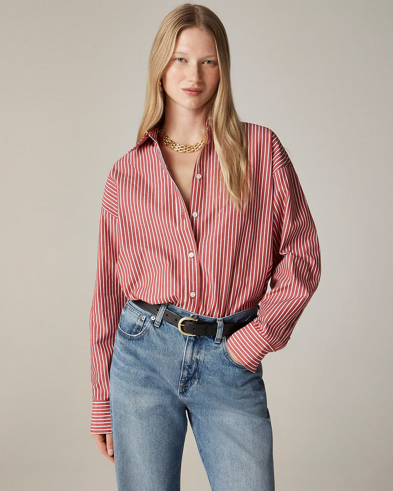 Etienne oversized shirt in striped cotton poplin | J. Crew US