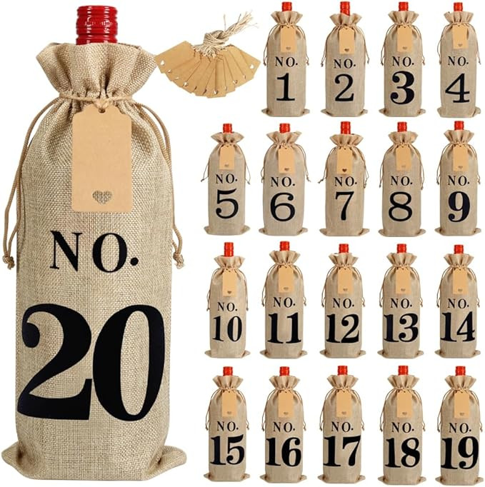 Shintop 20pcs Jute Wine Bags with Gift Tags and 100 Feet Jute Twine, 14 x 6 1/4 inches Hessian Nu... | Amazon (US)