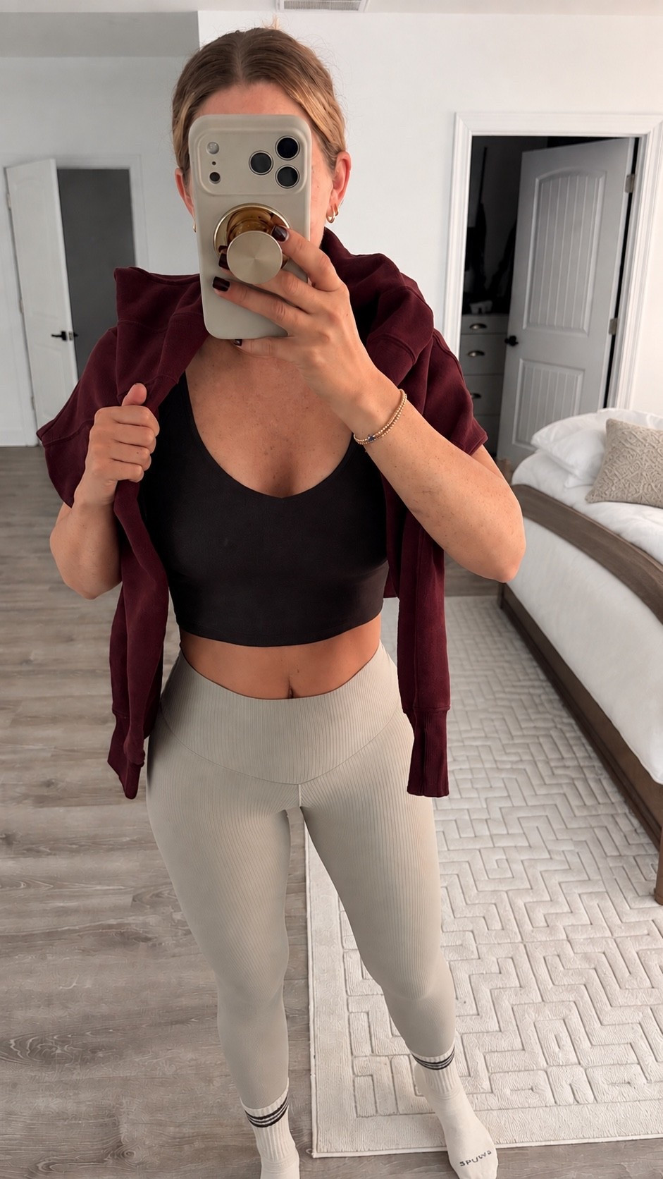 Obsessed with these colors and items from Aerie!! The leggings are ribbed, buttery soft and just the right amount of compression. I have them in multiple colors. Longline sports bra is in deep earth and this cloud fleece 1/; zip mock neck is so comfy and in a gorgeous wine color!! Ready for fall

#LTKootd #LTKActive #LTKgrwm