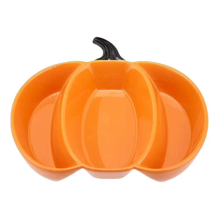 Way To Celebrate Harvest Pumpkin Earthenware Serving Tray, 10.03" | Walmart (US)