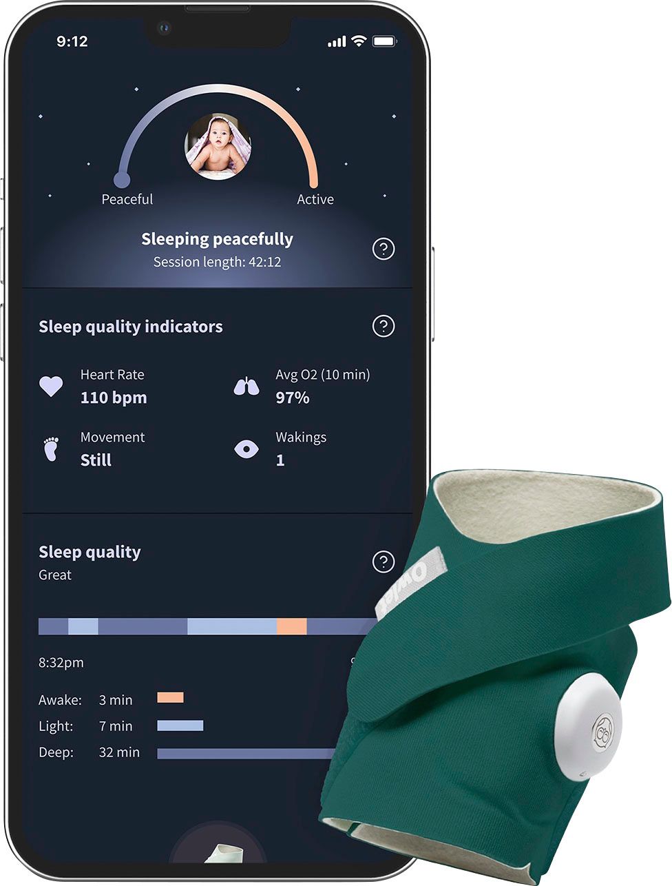 Owlet Dream Sock Baby Monitor Deep Sea Green BM06N55MCJ - Best Buy | Best Buy U.S.