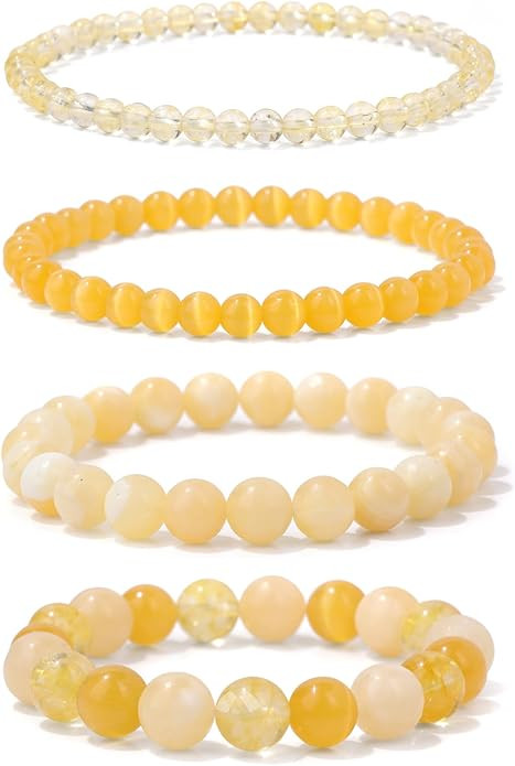 4pcs Beaded Bracelets for Women,Natural Healing Crystal Gemstones Bracelet,Anxiety Stress Relief ... | Amazon (US)