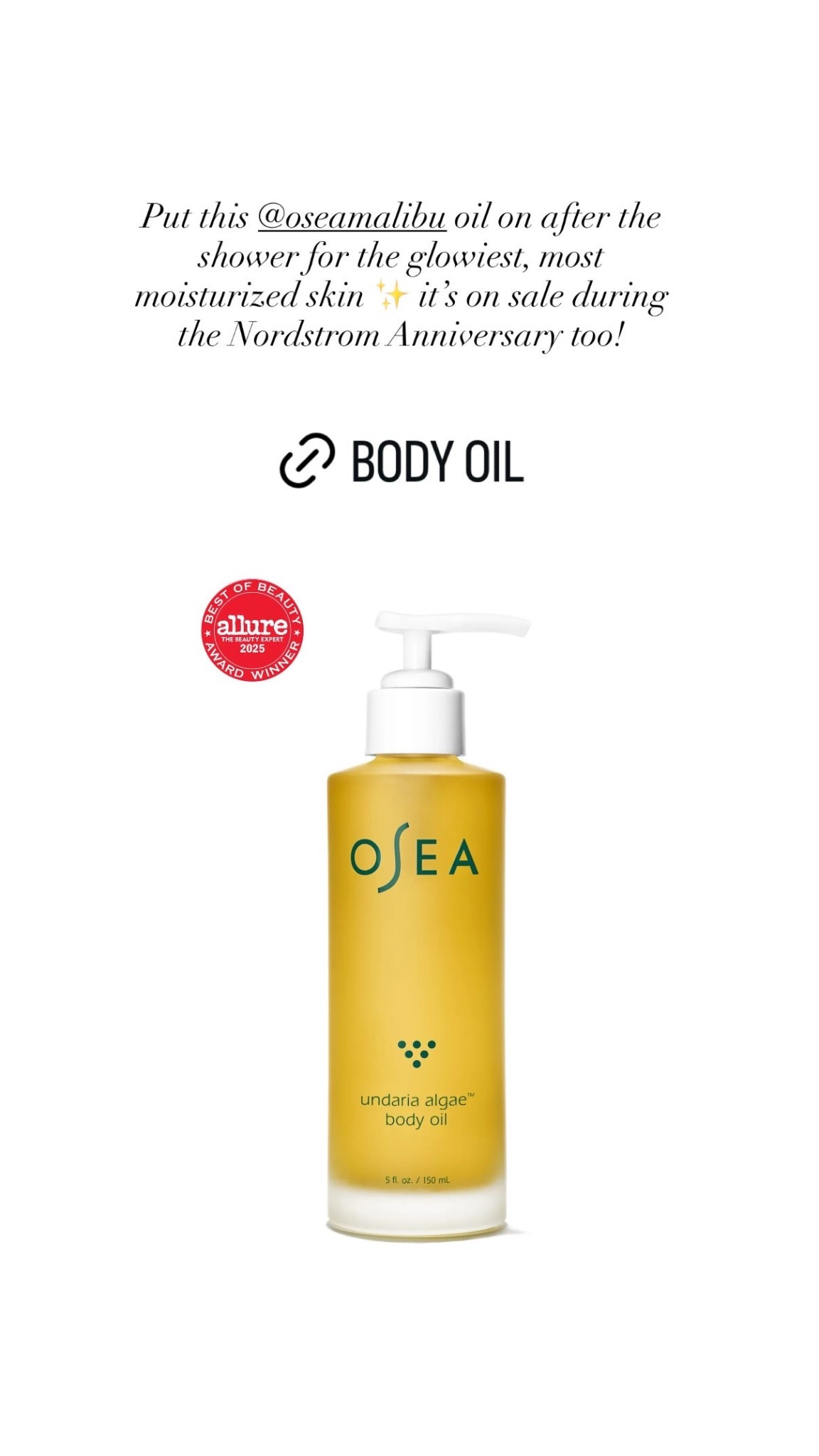 Put this @oseamalibu oil on after the shower for the glowiest, most moisturized skin ✨ it’s on sale during the Nordstrom Anniversary too! #NSale

#LTKSaleAlert #LTKBeauty #LTKselfcare