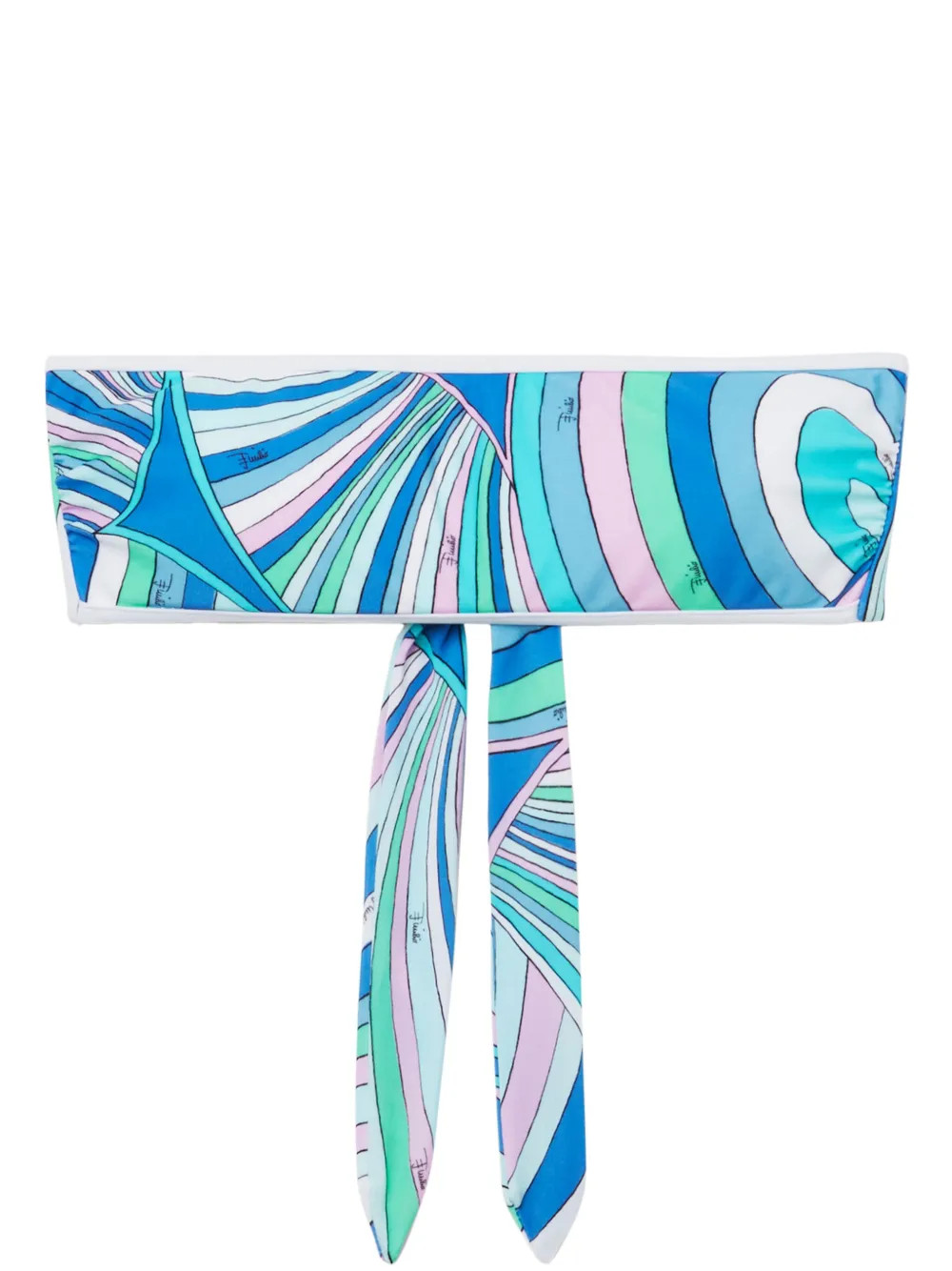 The DetailsPUCCIIride-print bandeau topMade in ItalyHighlightssky blue/multicolour stretch-design... | Farfetch Global