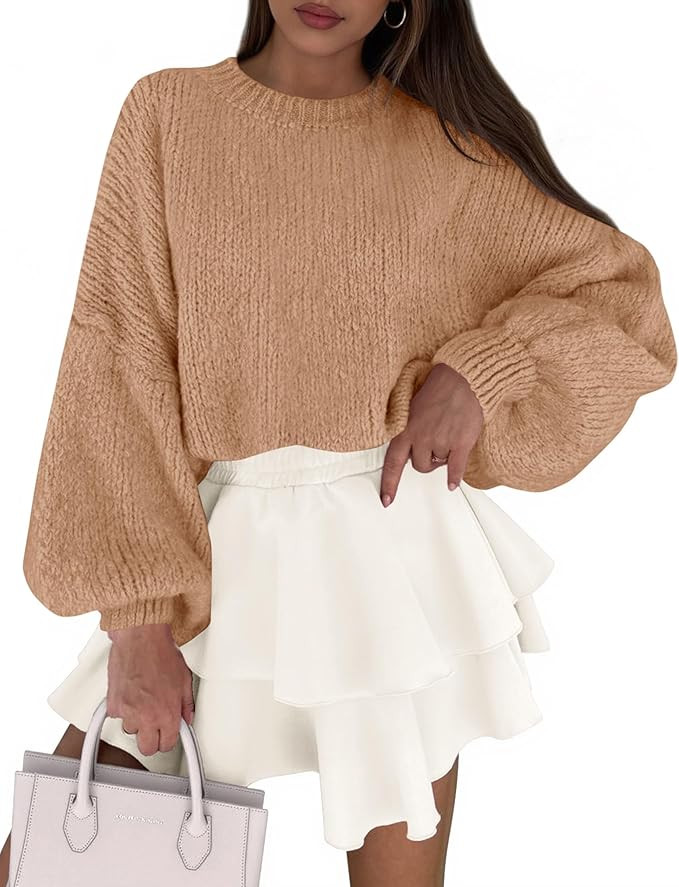 PRETTYGARDEN Sweaters for Women 2025 Fall Chunky Knit Long Sleeve Crew Neck Oversized Pullover To... | Amazon (US)