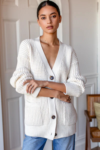 Cozy Cotton Cardigan - Ivory Tanguis Cotton | Emerson Fry