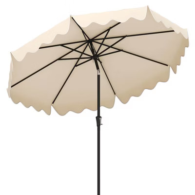 Costway 9 FT Patio Umbrella 2-Tier Market Table Umbrella with Sun-Protective Canopy Beige/Navy/Gr... | Target