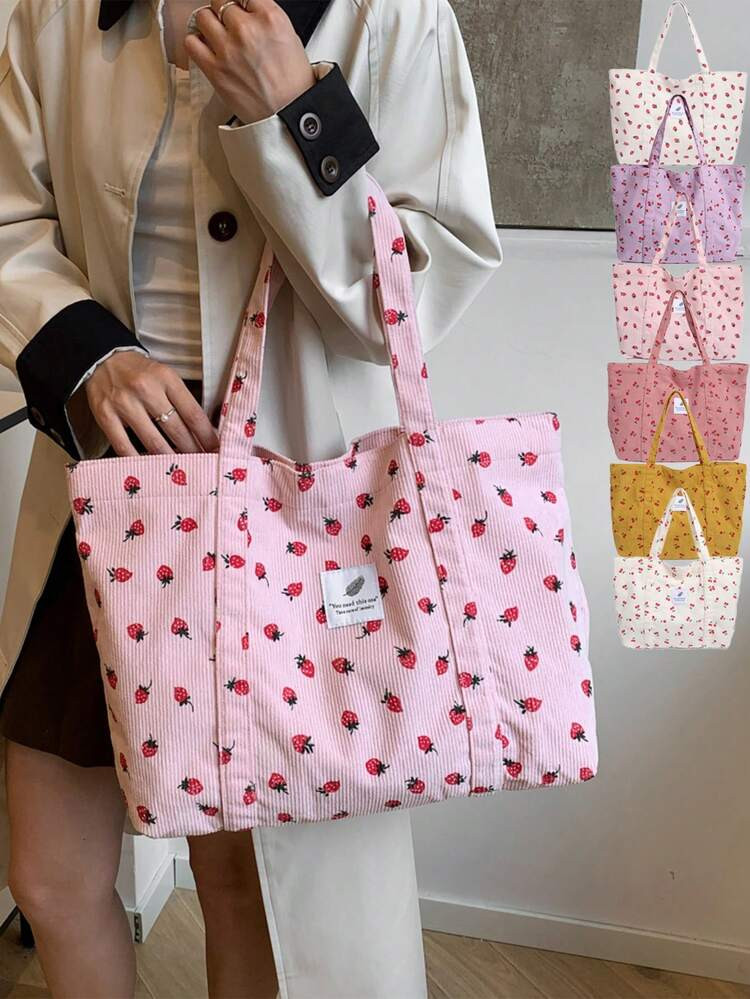 Mode Grote Capaciteit Corduroy Schoudertas, Damestas, Multifunctionele Handtas, Geschikt Voor School, Kantoor, Winkelen | SHEIN