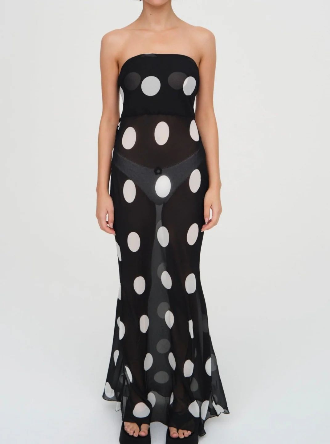 Justina Sheer Coverup Maxi Dress — Black | For Love & Lemons