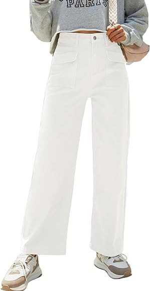 Dokotoo Womens High Waist Baggy Cargo Jeans Straight Wide Leg Casual Pants Jean for Women Stretch... | Amazon (US)