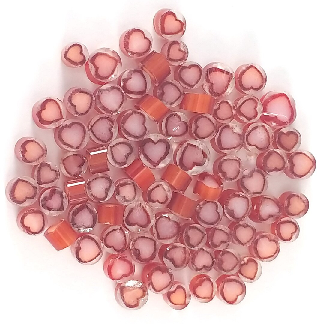 Pink and Red Heart Glass Murrine 0.5 Oz Pre-cut, Bullseye COE 90 Fusible - Etsy | Etsy (US)